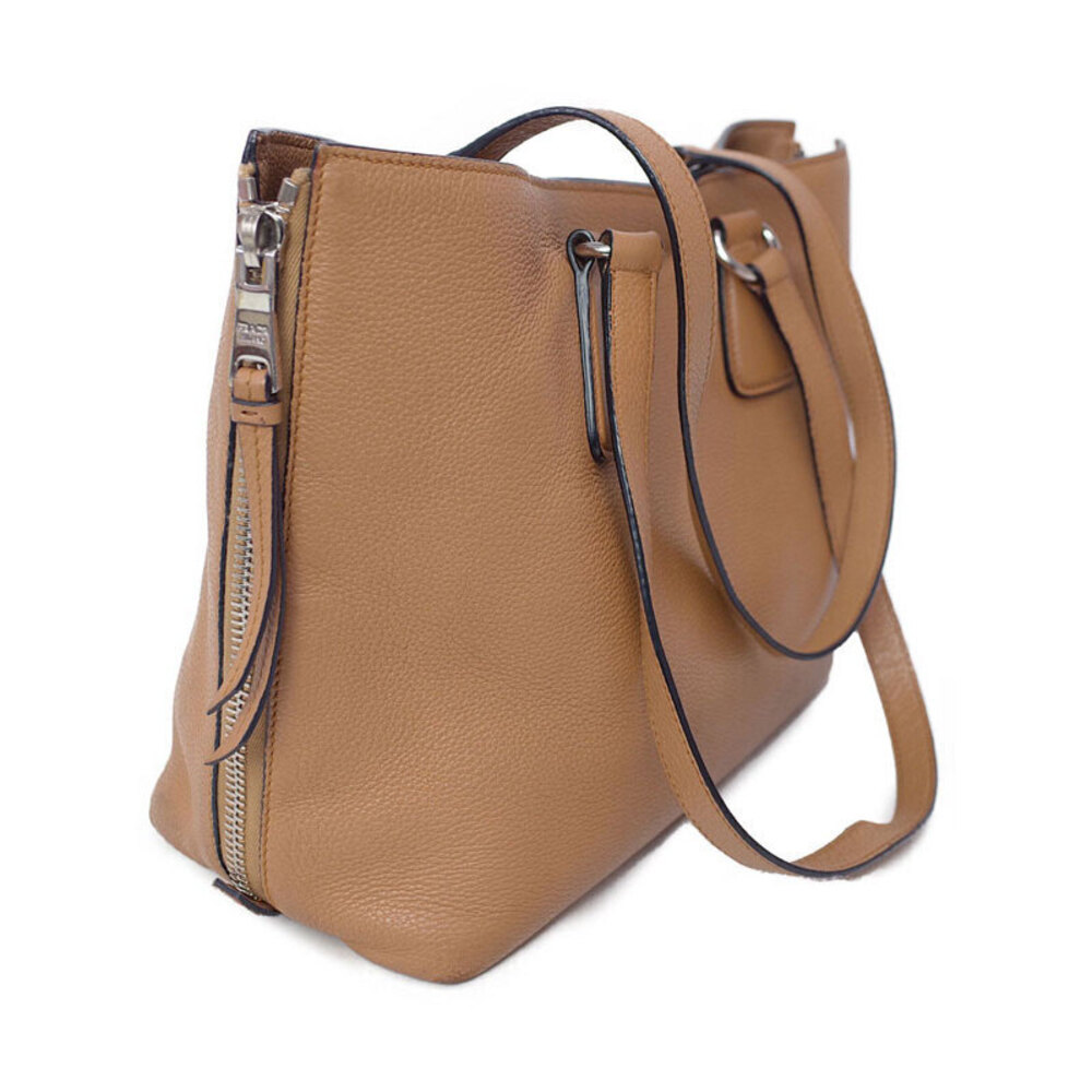 Prada Vitello Phenix Side Zip Shopper Tote brown pebbled leather - Picture 2 of 9